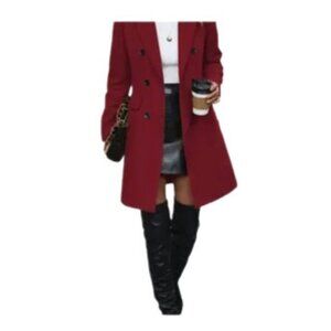 🔥 FLASH SALE Elegant Mauve Long Coat Size M | Double Breasted Winter Outerwear